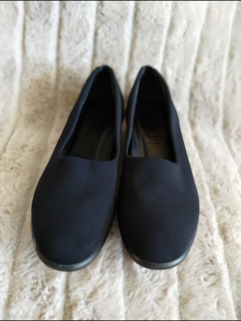 ECCO Black Stretch Fabric Slip-On Flats Women’s EU 39 Comfort Casual Shoes